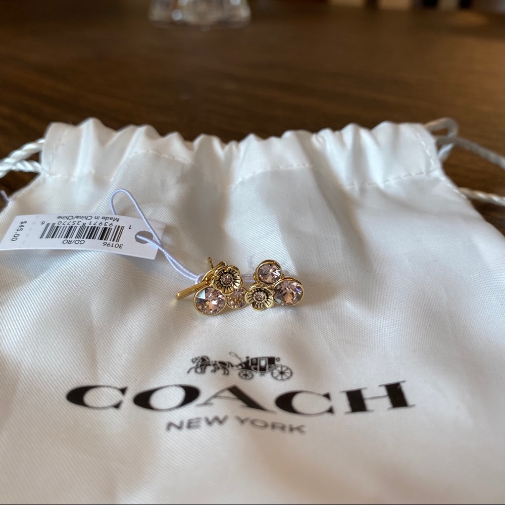 Coach Tea Rose Cluster Stud Earrings NWT